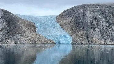 Glacier Flows Into a Fjord in the Southwest Coast of Greenland