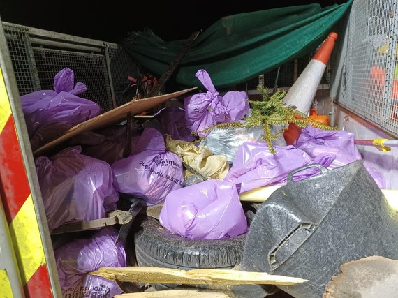 Some of the rubbish collected along the A120