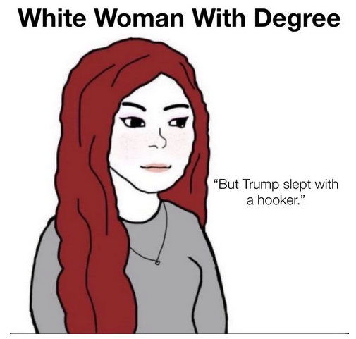 Cartoon of liberal woman complaining about Trump.