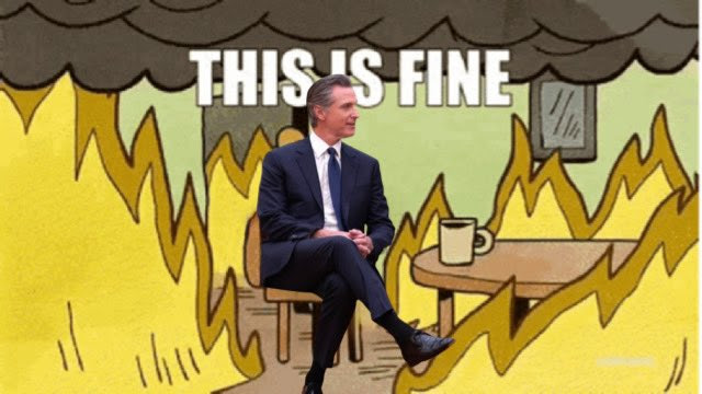 Meme showing Newsom in fire meme.