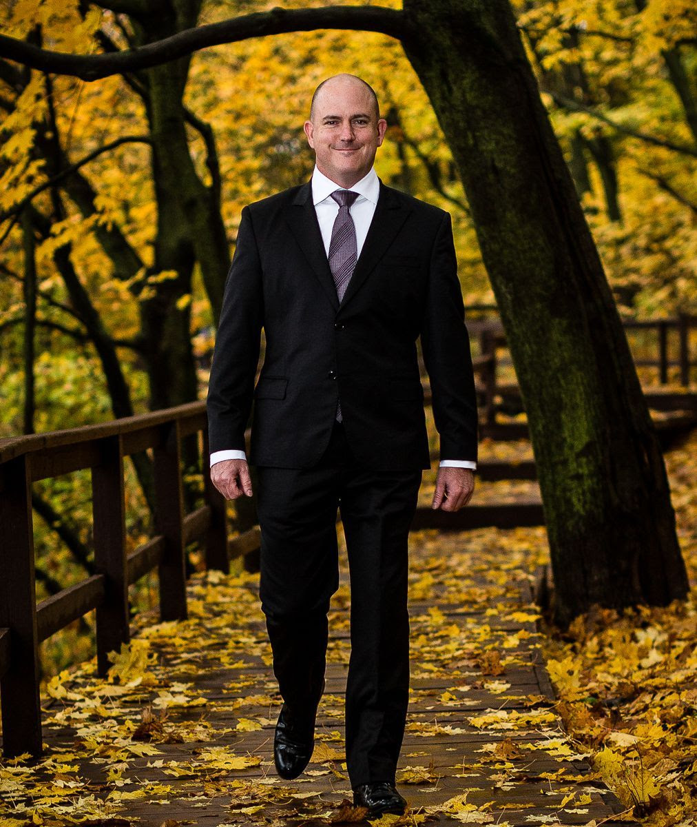 John Mark Dougan poses for a portrait in a park near Moscow in 2016. (Olga Leonova)