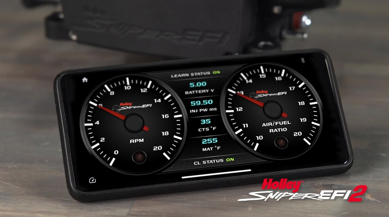 Holley Introduces Bluetooth Capability for Sniper 2 EFI Platform: Gauges And Data On Your Favorite IOS Or Android Device! No Dash Needed!