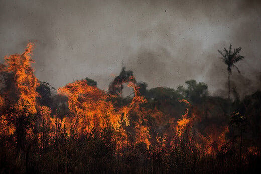 Incendie en 2020 dans la forêt amazonienne près de Porto Velho, dans le Rondonia, au Brésil. Photo: Bruno Kelly / © Amazonia Real, CC BY 2.0