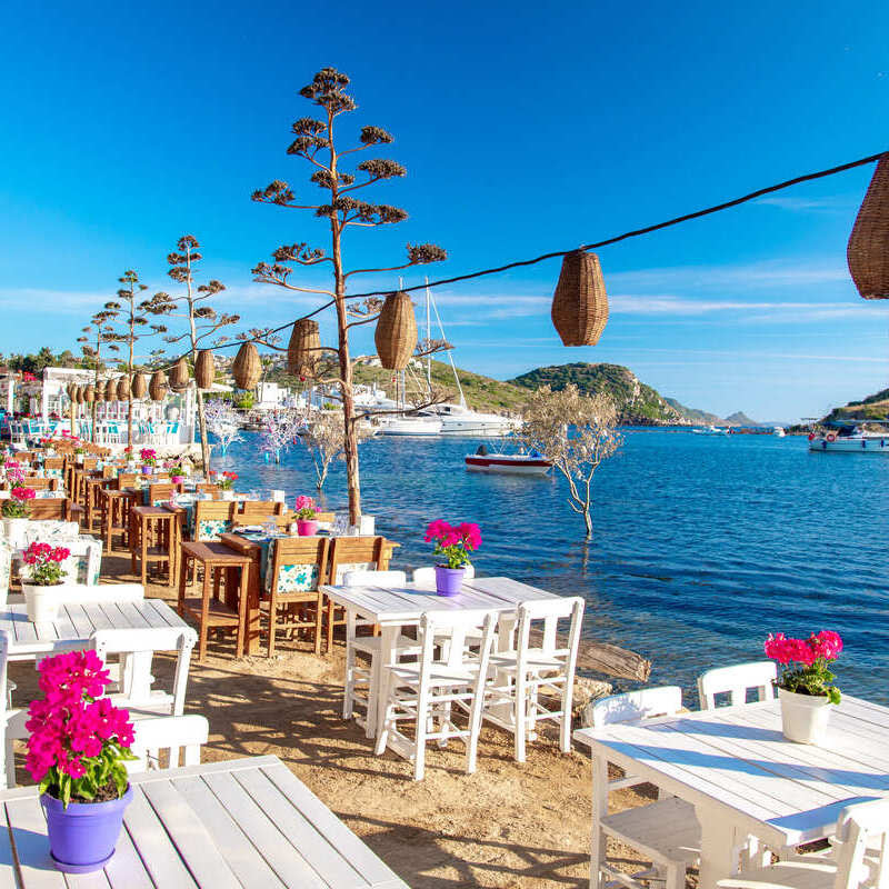 Restaurant On The Waterfront In Bodrum, Turkiye, Western Asia