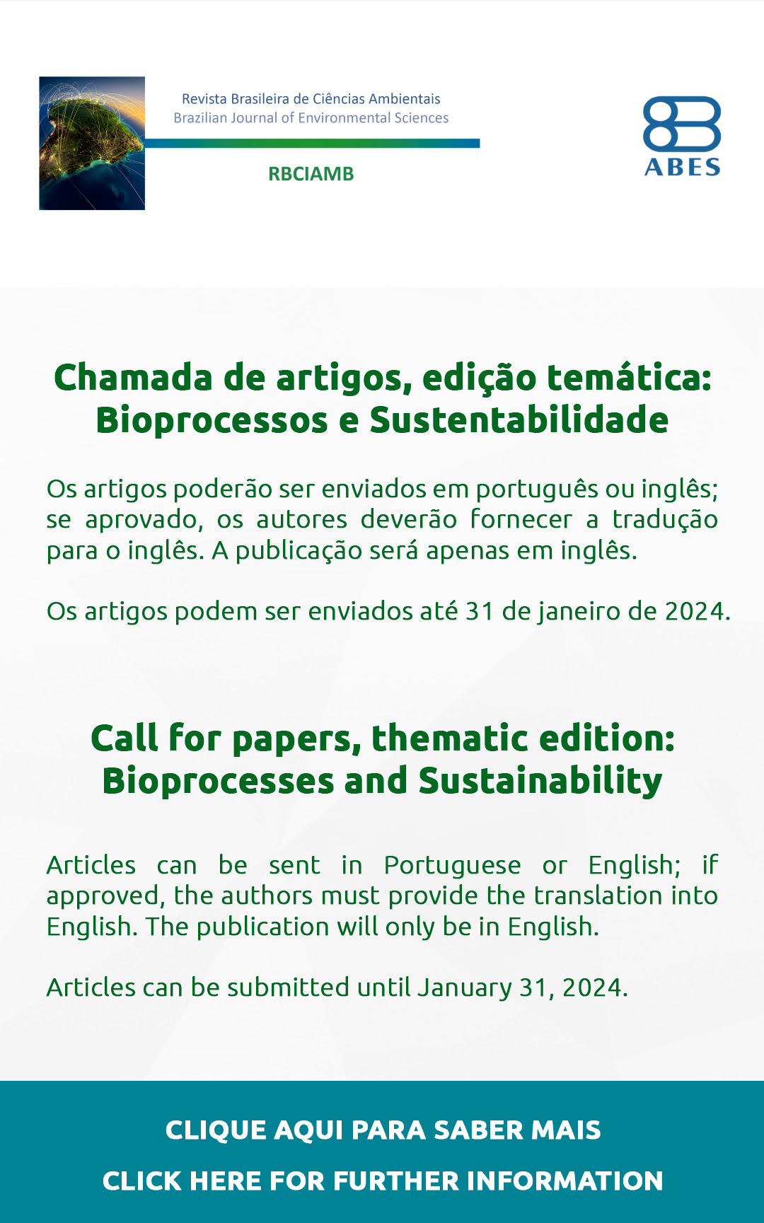 Revista Brasileira de Ciências Ambientais - Chamada de artigos - Call for paper