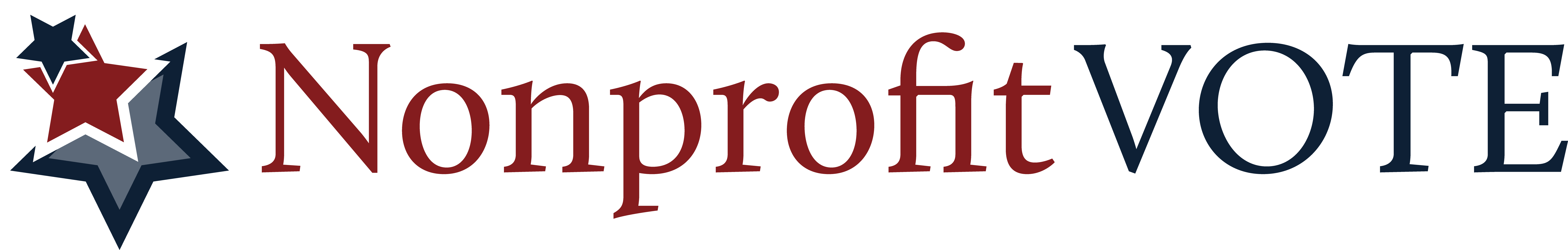 Nonprofit VOTE logo with red and blue stars