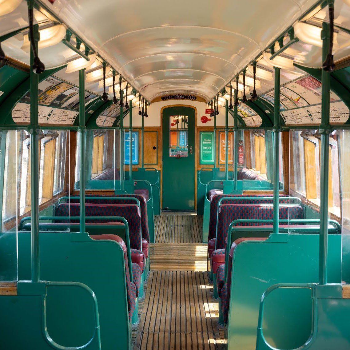 View of the interior of a heritage train carriage