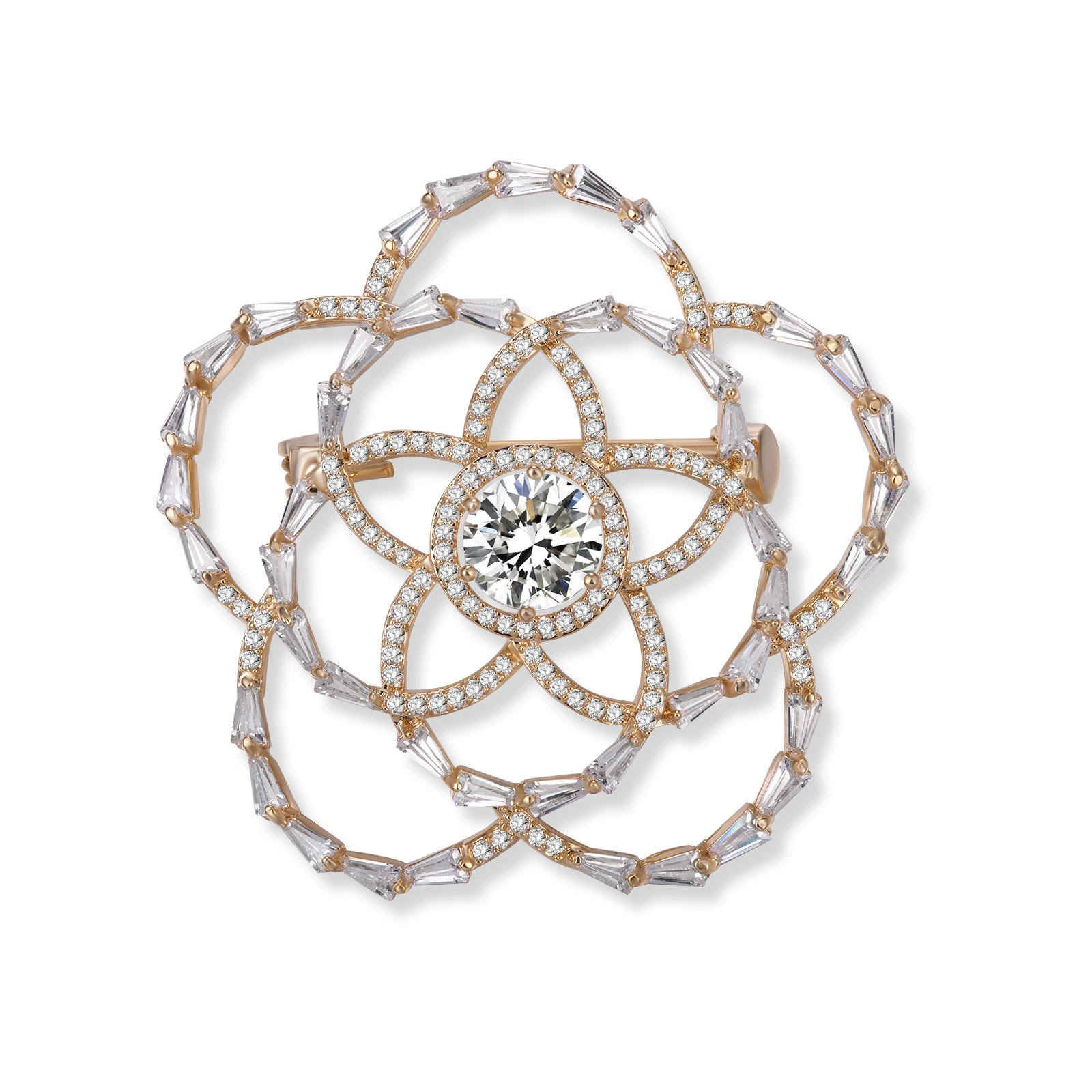 Image of Crystal Lined Flower Brooch