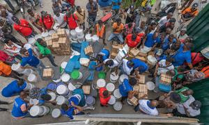 Centro de distrubición de ayuda humanitaria de la Organización Internacional para las Migraciones (OIM).