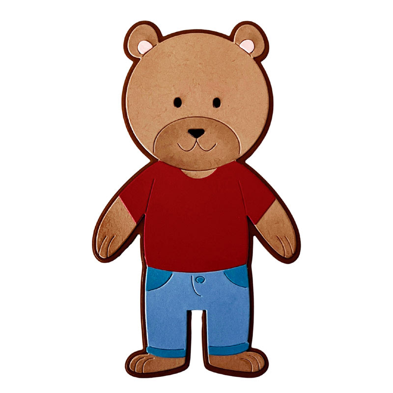 Image of Little Peep Bear Mini Slimline Shaped Card Fold-it Die Set