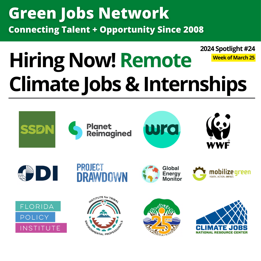 Remote Green & Climate Jobs: Week of March 25, 2024