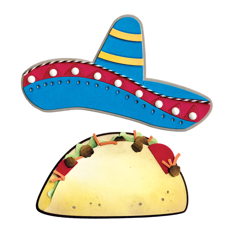 Image of Taco & Sombrero A2 Shaped Card Fold-it Die Set Bundle