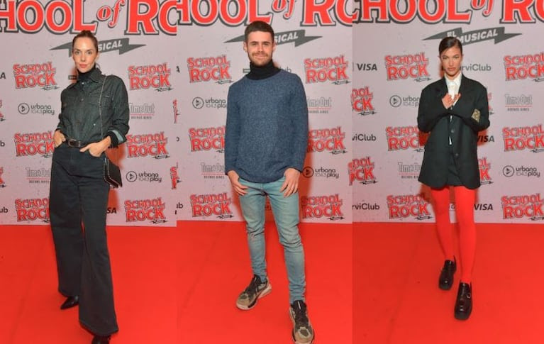 Juliera Nair Calvo, Gastón Soffritti y Stefi Roitman en la alfombra roja de "School of Rock" (Foto: Soy Prensa)