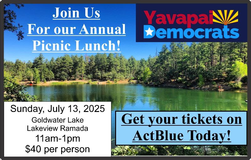 YavDems Annual Picnic Lunch & Pie Auction @ Goldwater Lake