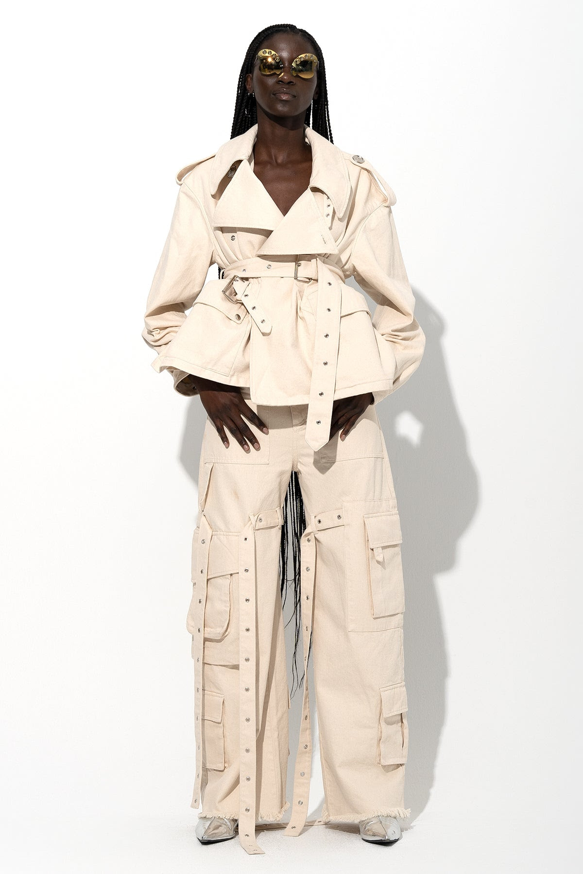 OFF WHITE CROPPED TRENCH COAT