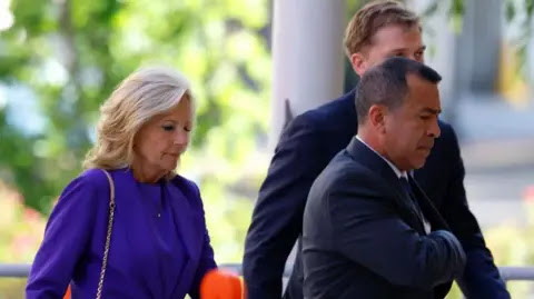 Getty Image shows Jill Biden arriving at court