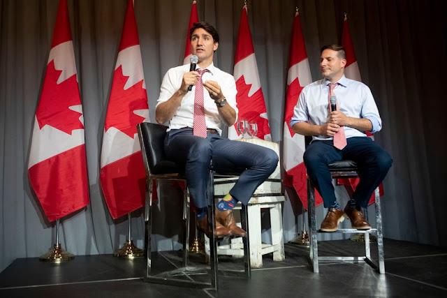 Prime Minister Justin Trudeau attends a Liberal Party fundraising event alongside Liberal MP Marco Mendicino in Toronto on September 4, 2019.