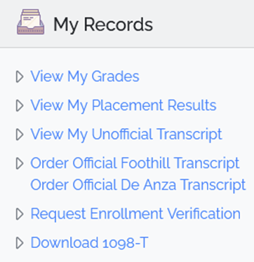 MyRecords link list in MyPortal