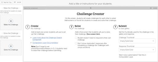 A screenshot of the challenge creator component from the editing view.