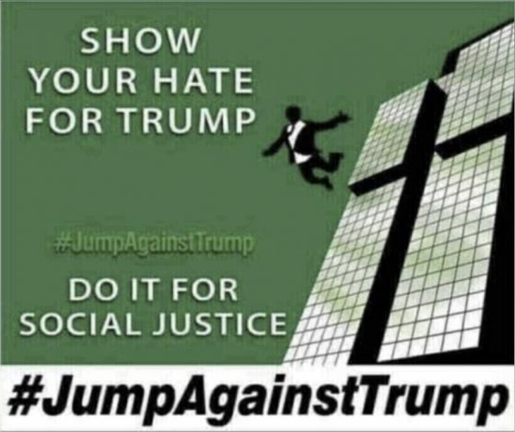 Meme telling people to jump for Trump.