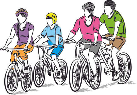 158493318-active-family-in-bikes-vector-illustration image