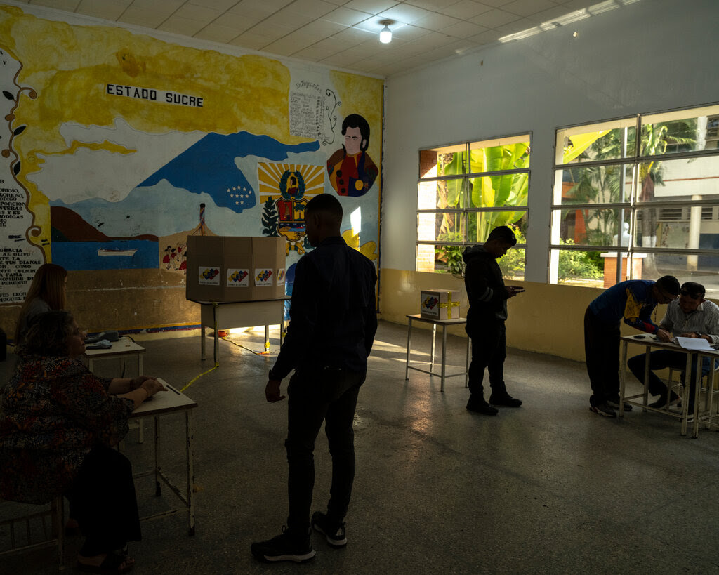 People inside a polling station in Caracas, Venezuela.