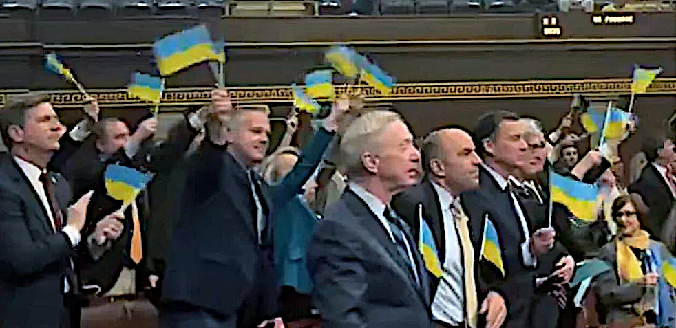 Photo of Democrat Congreemen waving Ukraine flags.
