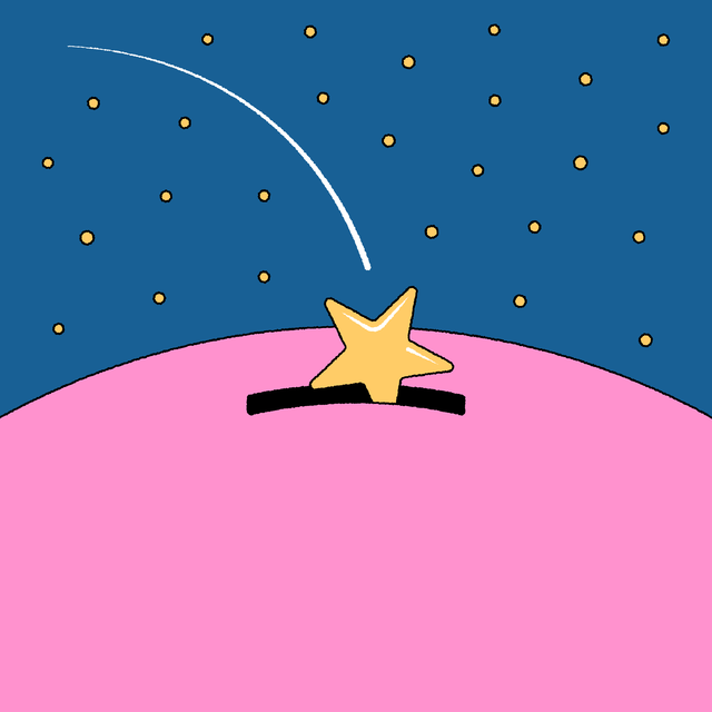 An illustration of a yellow star going into a pink piggy bank slot.