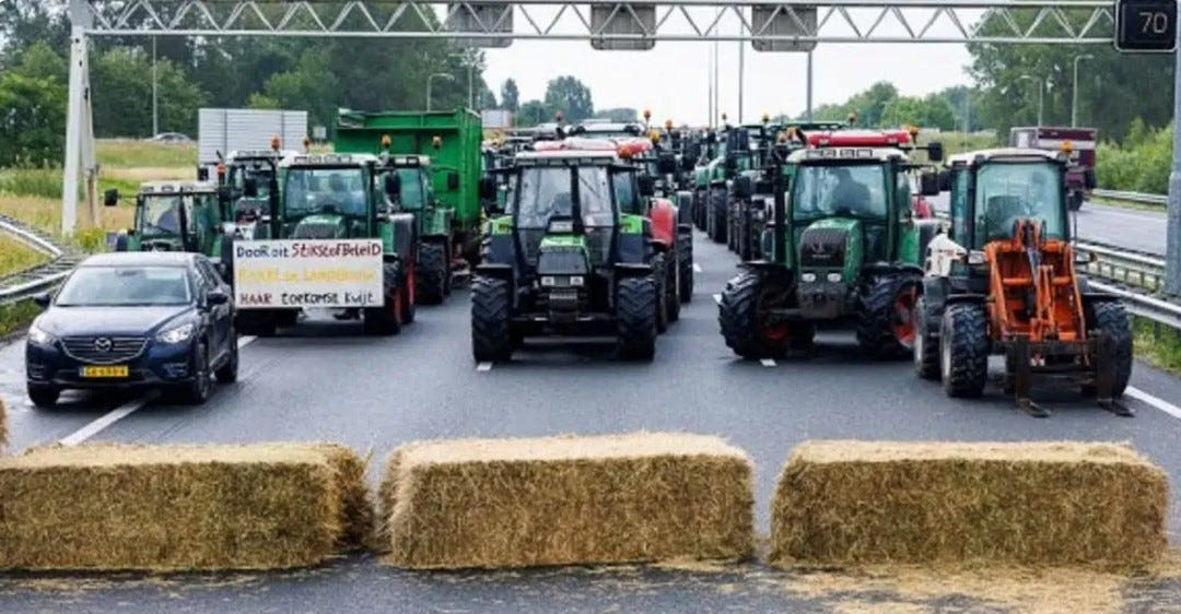 Farmers Fight Back...Tractor Blockades, Burning Hay Bales and Animal Manure Showers