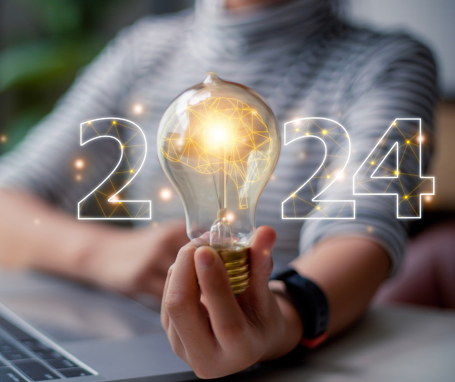 2024年の文字が電球に重なるイメージ画像