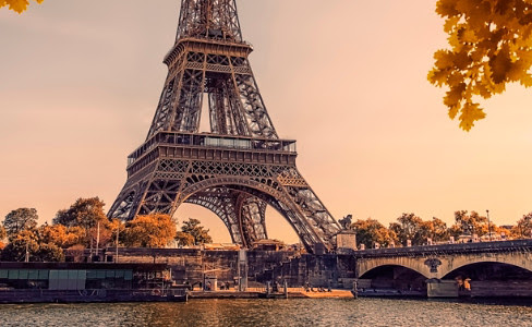 Eiffel Towers Fall Leaves River Paris