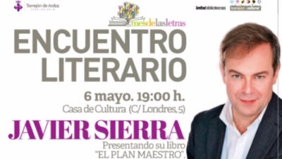 Torrejón.- El Ayuntamiento organiza un encuentro literario con Javier Sierra el 6 de mayo a las 19 horas