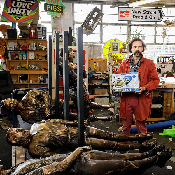 Birmingham artist Tat Vision in his studio