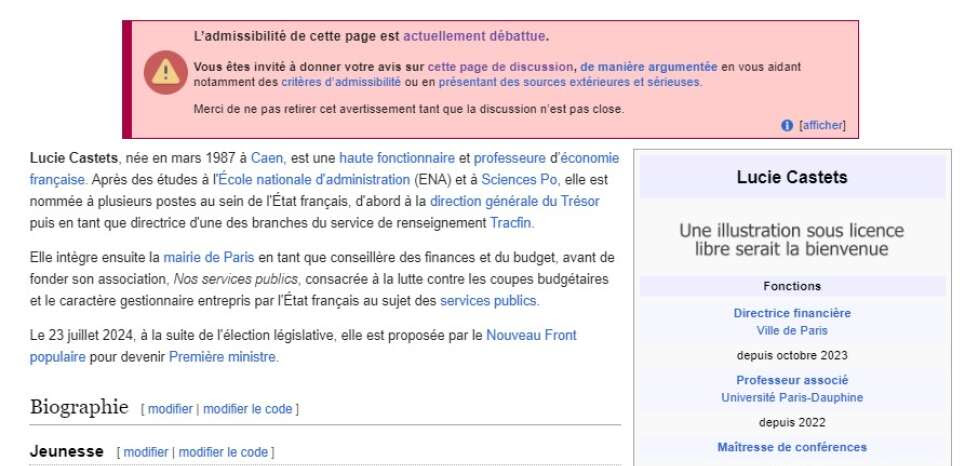 Pourquoi Wikipédia a supprimé puis rétabli l’article sur Lucie Castets