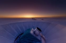 BICEP2 Telescope at twilight at the South Pole, Antartica (Credit: Steffen Richter, Harvard University)