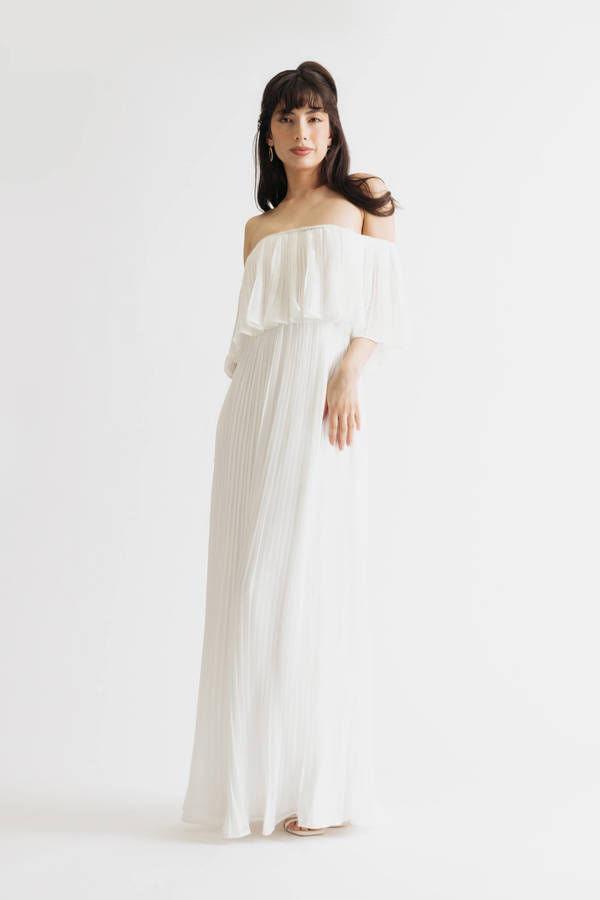 ivory free spirited pleated off shoulder tube maxi dress 2