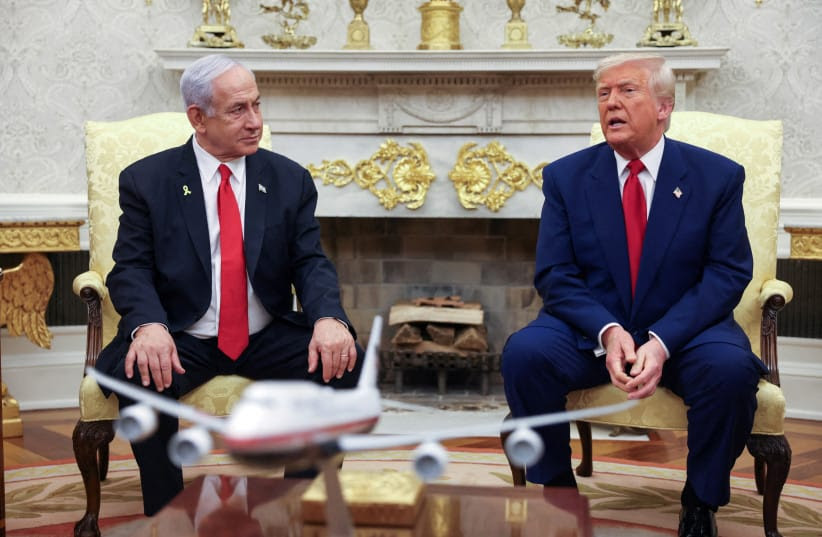 US President Donald Trump meets with Israeli Prime Minister Benjamin Netanyahu in the Oval Office at the White House in Washington, US, April 7, 2025. (credit: REUTERS/Kevin Mohatt/File Photo)