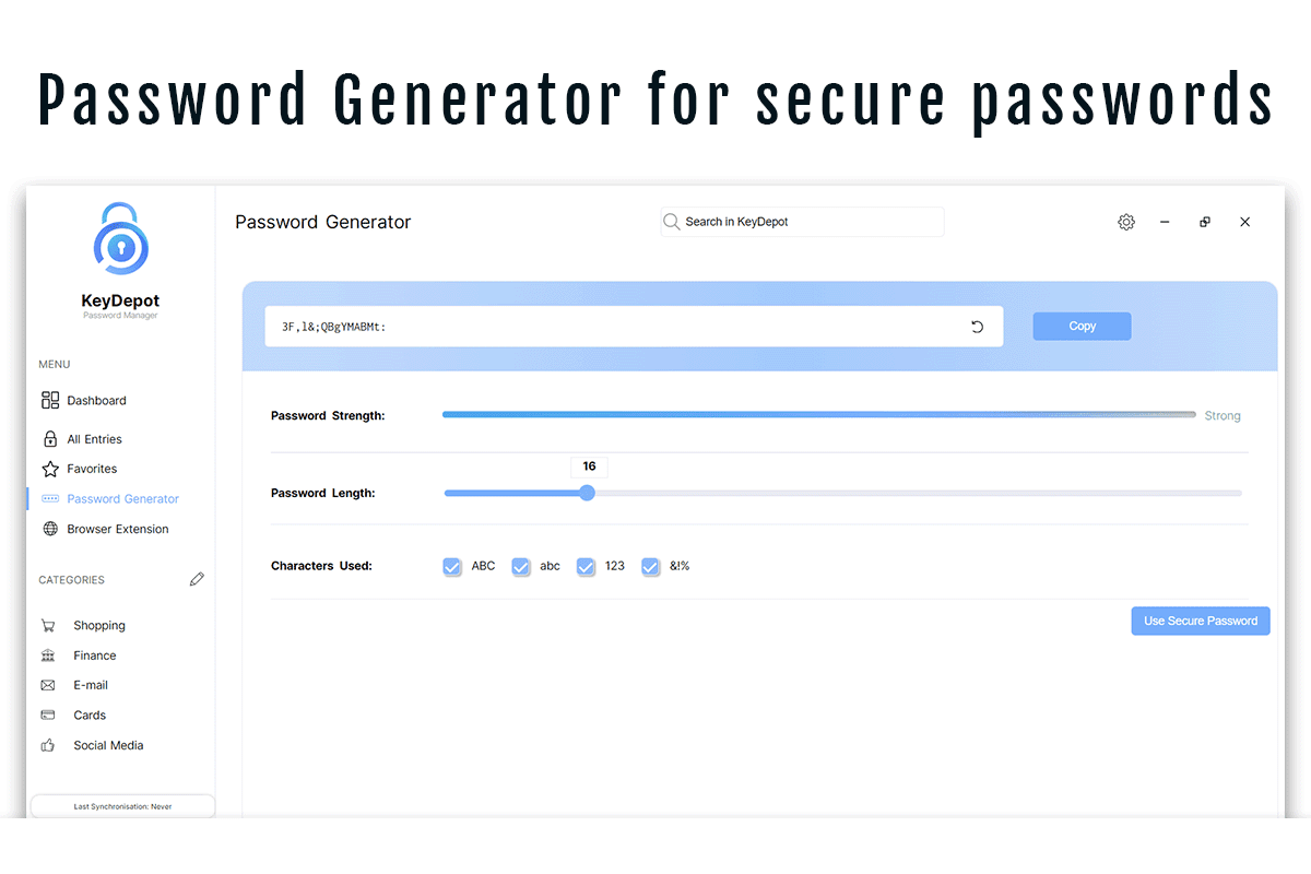 KeyDepot password generator