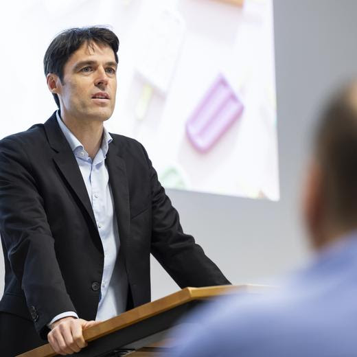 Frederic Herman, Recteur de l'UNIL, s'exprimait lors de la conference de presse presentant la programmation du Digital Dreams Festival, le 29 avril 2024 à Lausanne.