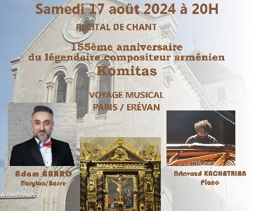 Recital avec Adam BARRO, Baryton/Basse Artavazd KACHATRIAN, Piano