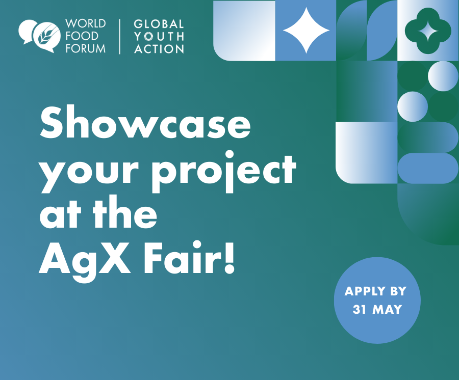 Promotional Graphic featuring blue and green geometric shapes