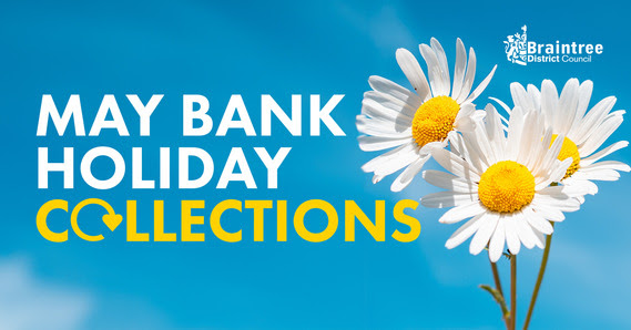 Graphic of flowers and text saying May Bank Holiday Collections