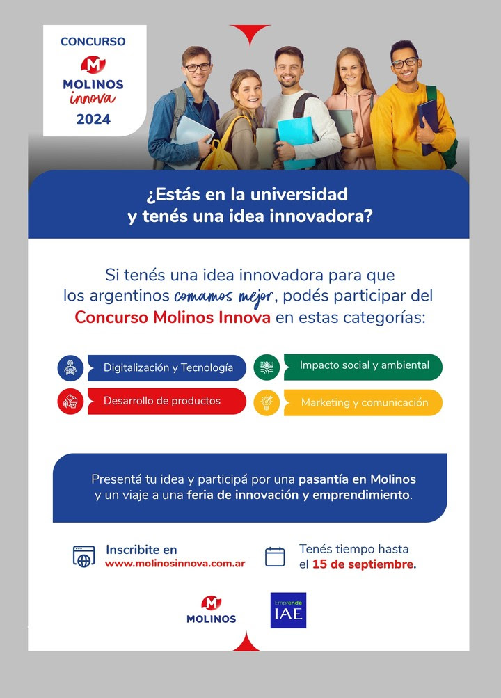 Del Concurso Molinos Innova 2024 pueden participar estudiantes de universidades mayores de 18 años.