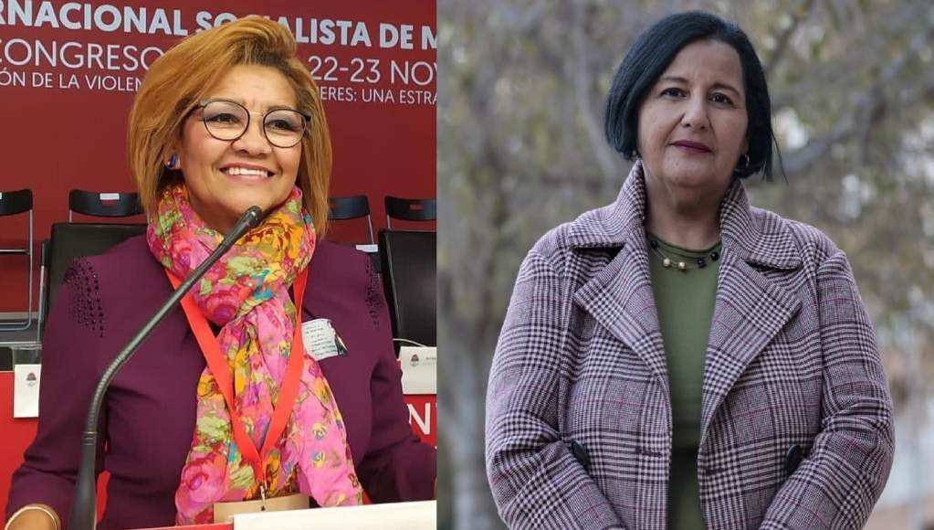 Auristela Vásquez (izq.) presentó su renuncia ante Dinora Figuera (der.)