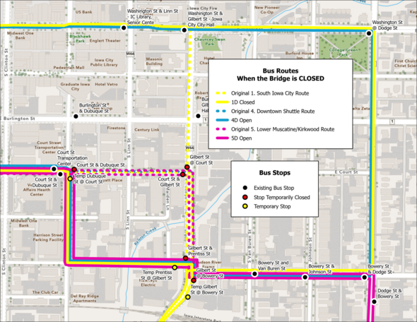 Transit detour map. 