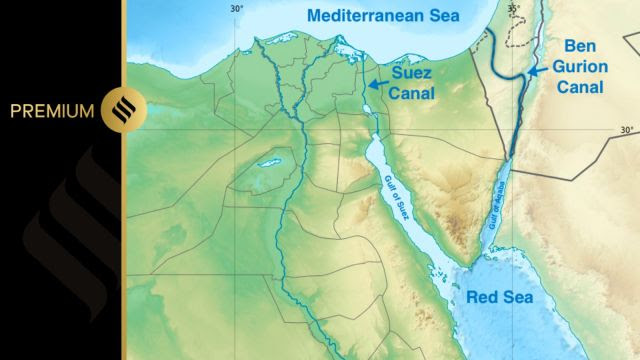 Ben gurion and suez on map.