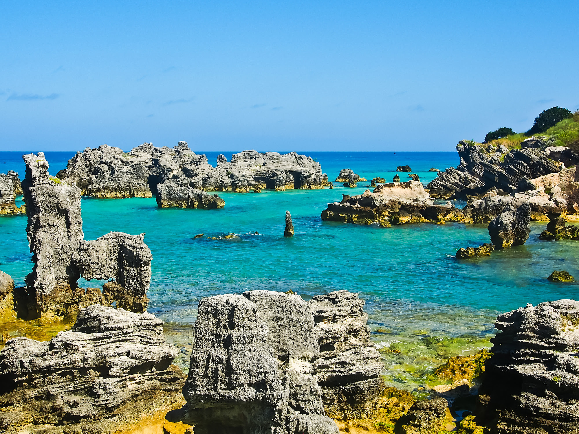 Beautiful rocky beach in tobacco bay St. George's Bermuda