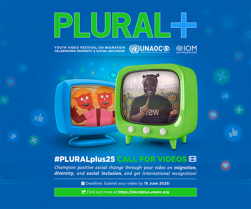 Promotional graphic featuring video and cartoons on a TV