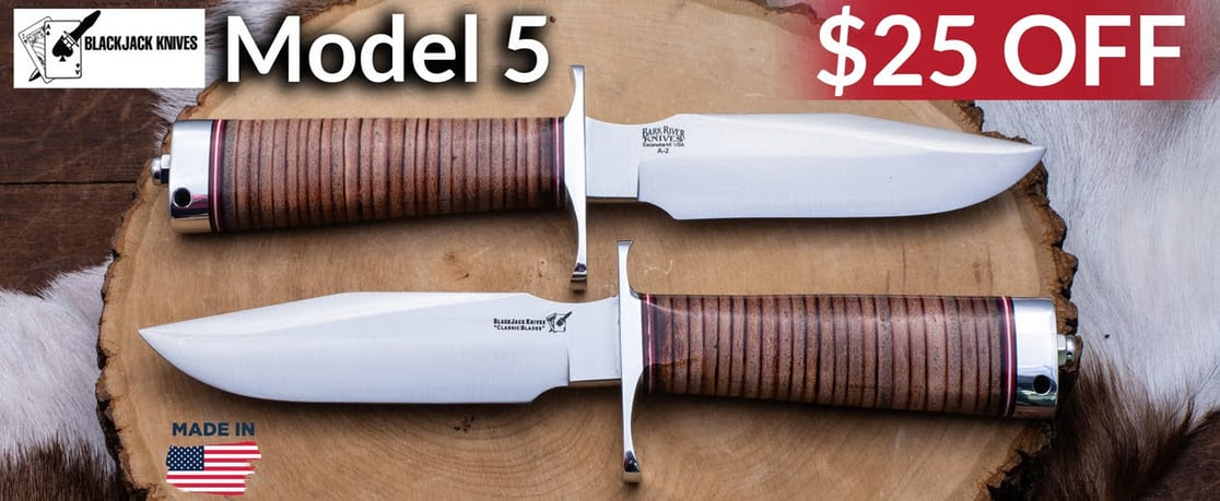 BlackJack Model 5 Stacked Leather - Knives Ship Free