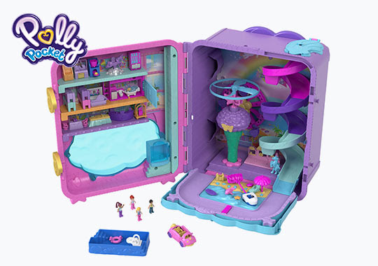 Polly Pocket Pollyville Resort Roll Away Suitcase Playset